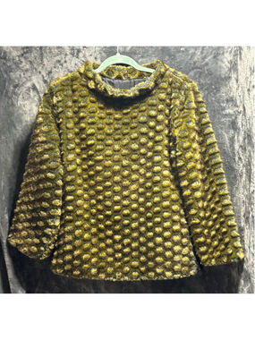 Vintage Fjall 3D Bubble Faux Fur Pullover Sweater Green Size S EUC